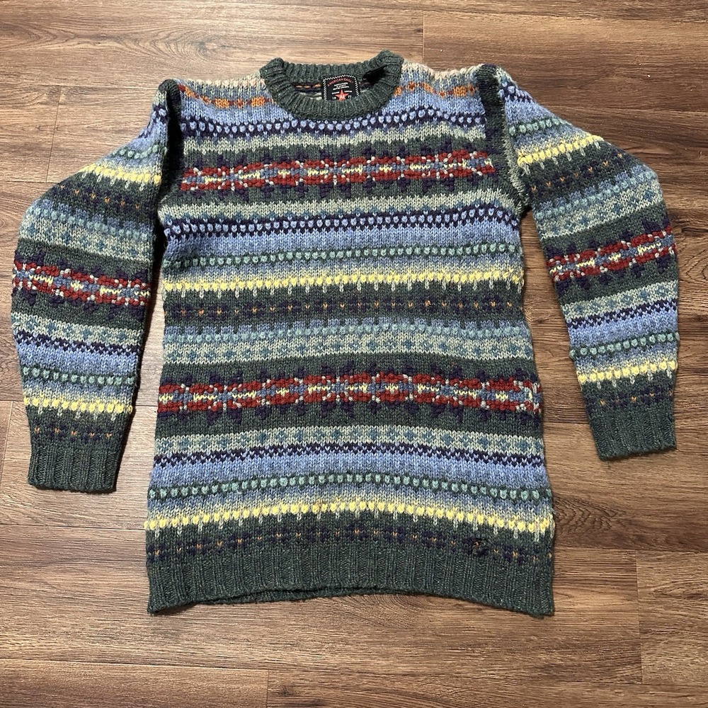 Vintage American Eagle Outfitters Mens Small Fair Isle Wool Crewneck Sweater